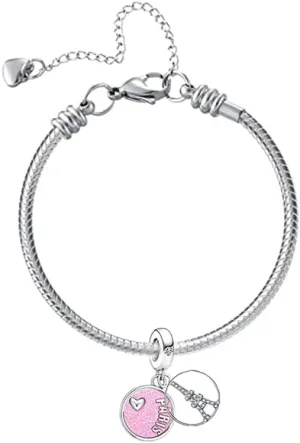Paris Eiffel Tower Charm Dangle Travel Collection Vacation Holiday Enamel Heart Bead fit Charms Bracelet