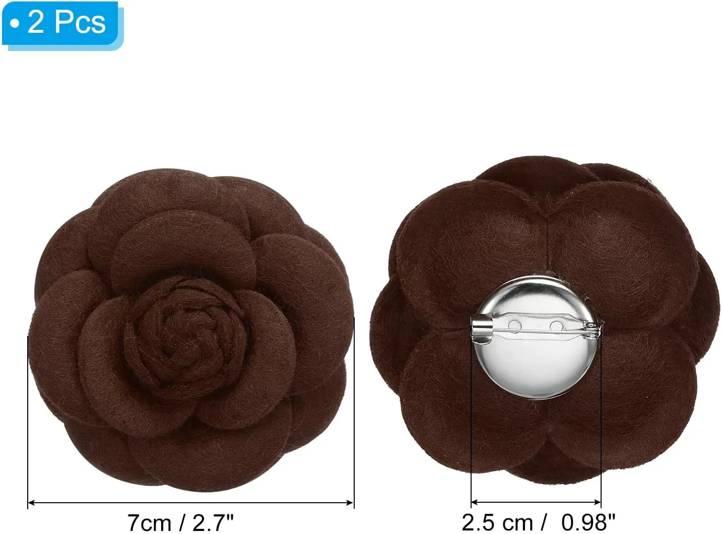 PATIKIL Camellia Fabric Pin, 2 Pcs Flower Brooch Artificial Flowers Brooches for Women Girls Cloth Wedding Party Decor Accessories Jewelry Gift, White