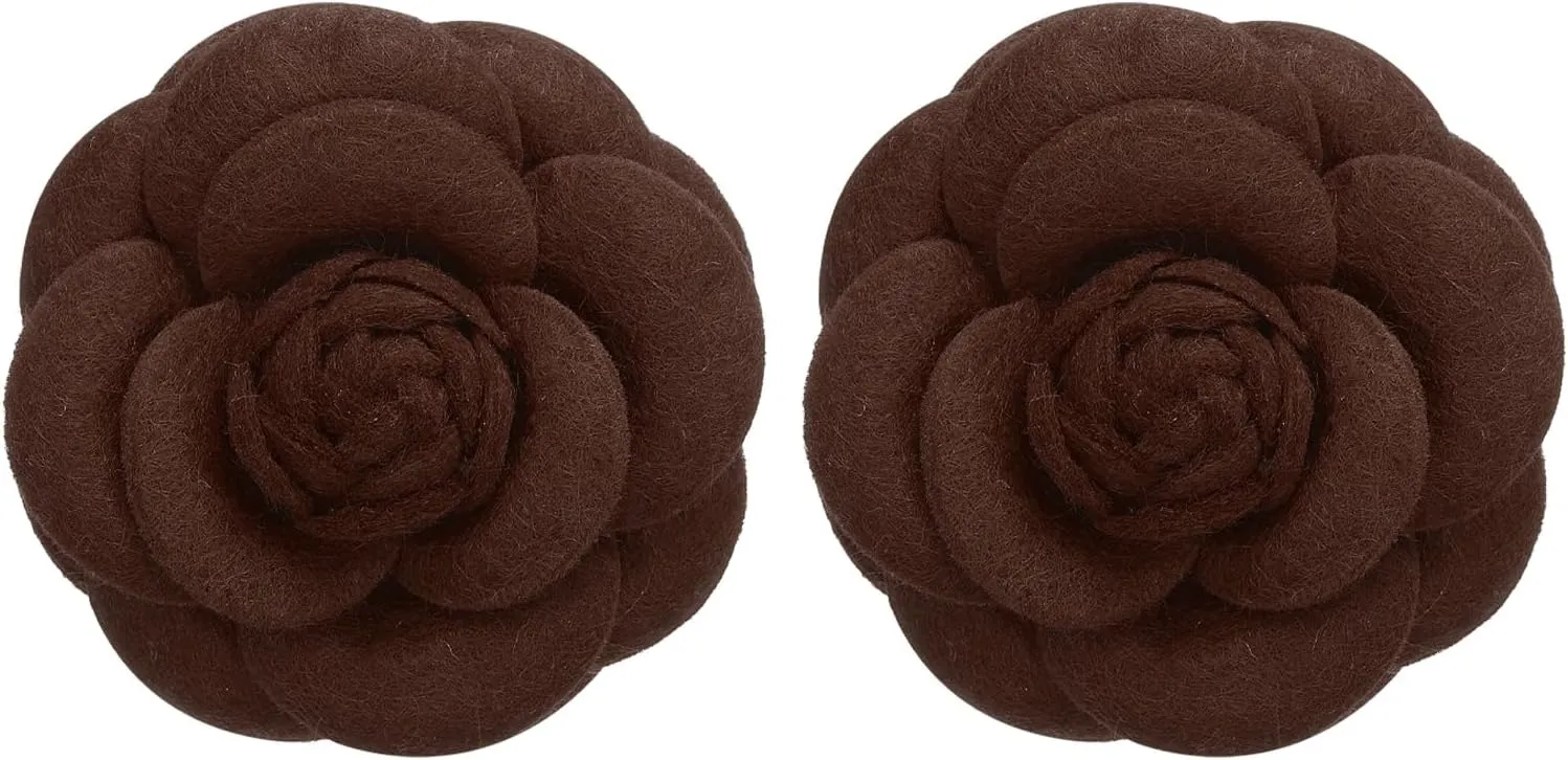 PATIKIL Camellia Fabric Pin, 2 Pcs Flower Brooch Artificial Flowers Brooches for Women Girls Cloth Wedding Party Decor Accessories Jewelry Gift, White