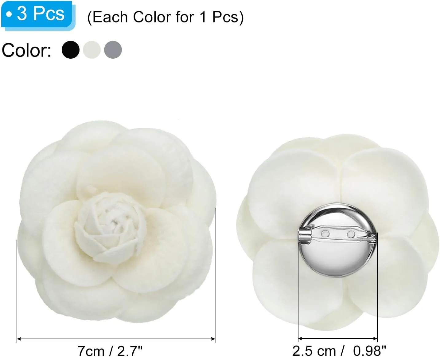 PATIKIL Camellia Fabric Pin, Flower Brooch Artificial Flowers Brooches for Women Girls Cloth Wedding Party Decor Accessories Jewelry Gift