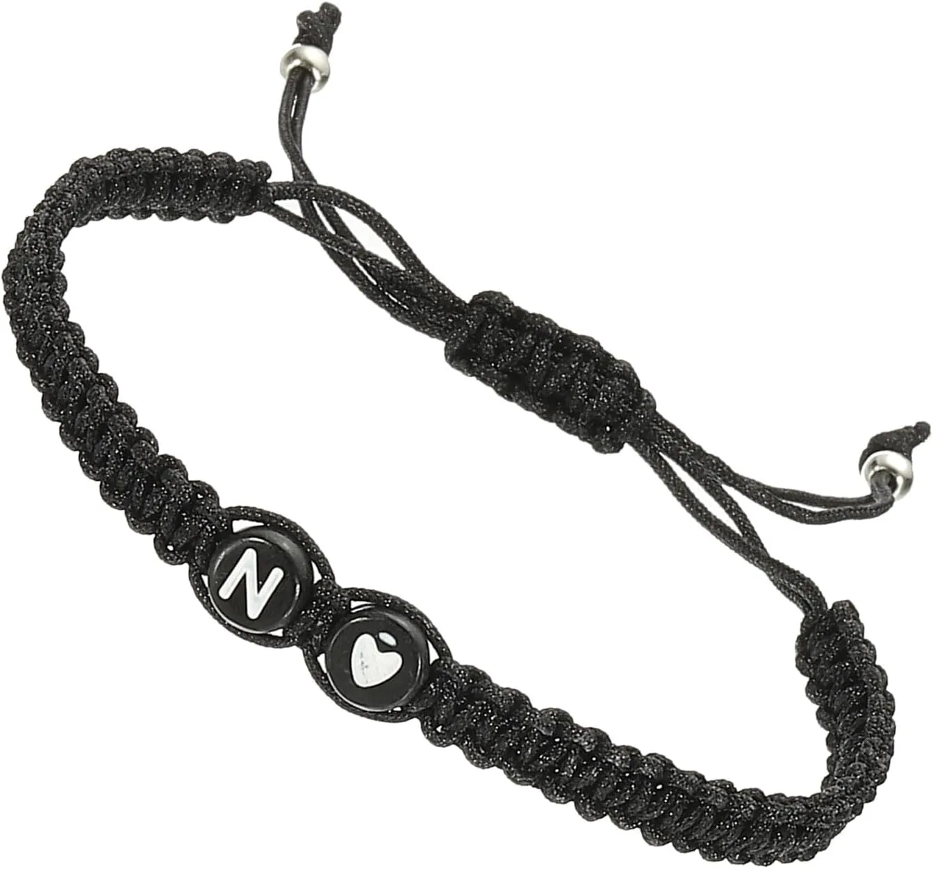 PATIKIL Initial Bracelet, Adjustable Alphabet Heart Braided Black Rope Bracelet Matching Couple Initial Bracelet Personalized Gifts