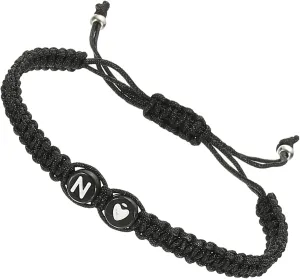 PATIKIL Initial Bracelet, Adjustable Alphabet Heart Braided Black Rope Bracelet Matching Couple Initial Bracelet Personalized Gifts