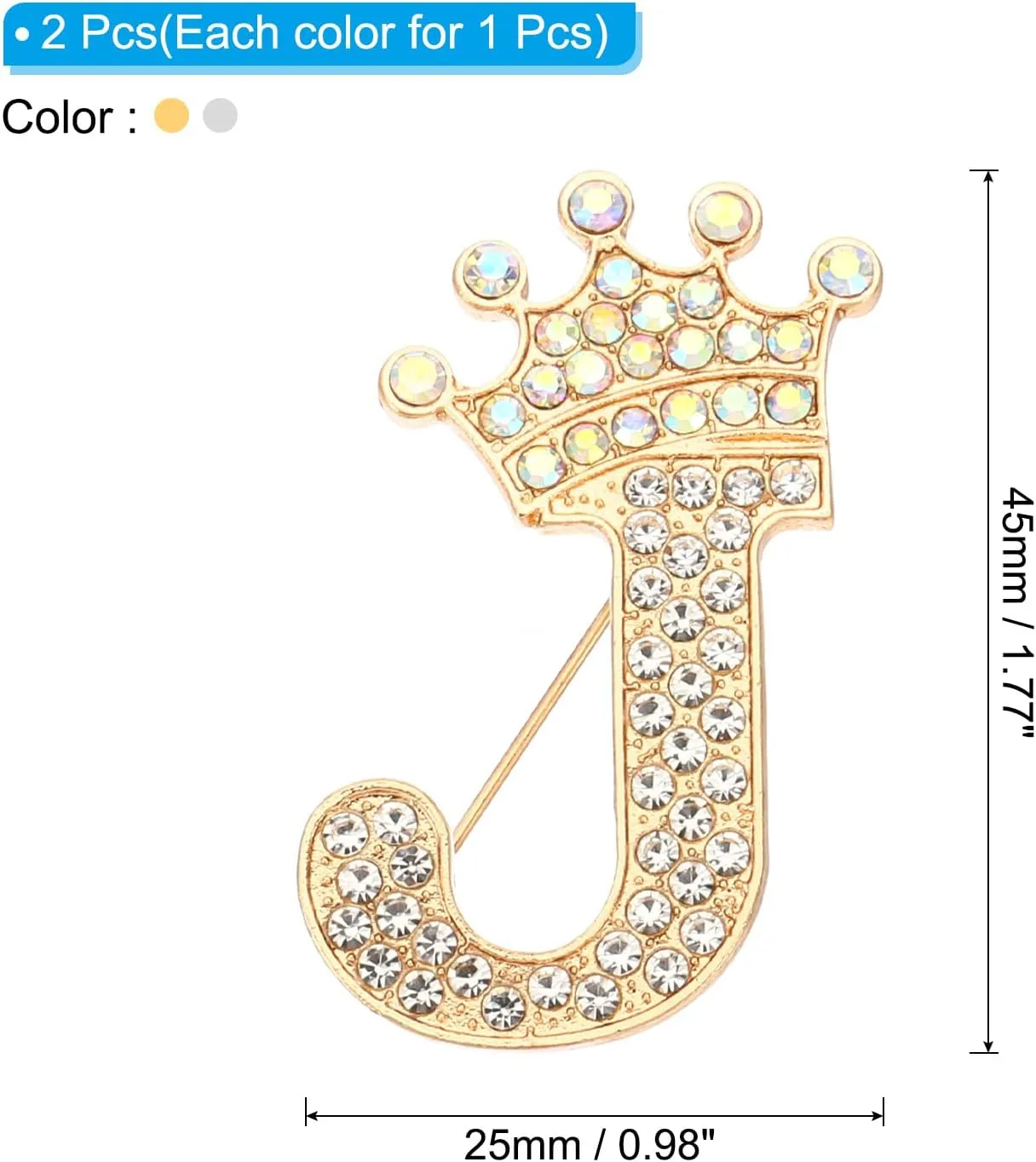 PATIKIL Letter Brooch Pins, Crown Initial Rhinestone Alphabet Letter Lapel Badges Pin for Women Suits Dress