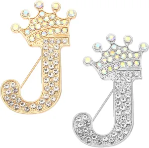 PATIKIL Letter Brooch Pins, Crown Initial Rhinestone Alphabet Letter Lapel Badges Pin for Women Suits Dress