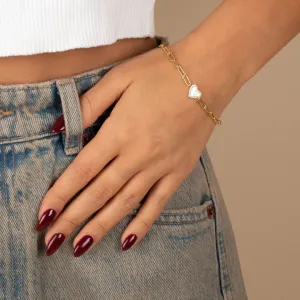 Pavè Heart Paperclip Bracelet