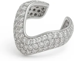 Pave Curved Ear Cuff in 925 Sterling Silver, 18K Gold Vermeil, White CZ Stones, Non-Pierced Cartilage Cuff for Women, 10x4mm, Lightweight, Minimalist Gold Ear Jewel