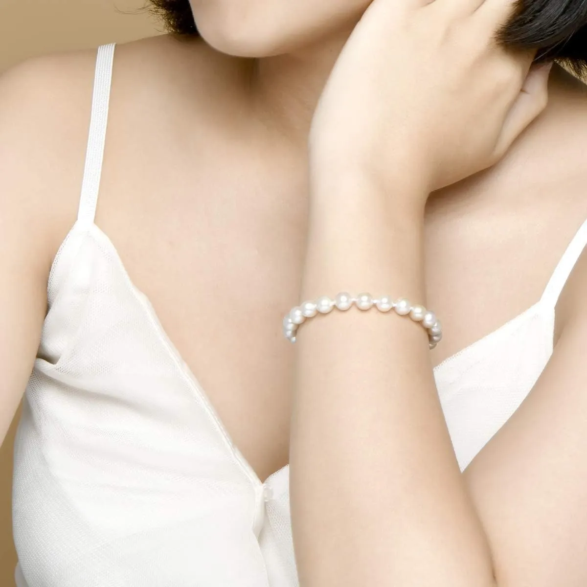 Pearl Bracelets for Women 925 Sterling Silver 6-7mm 7-8mm 8-9mm Round White Freshwater Cultured Pearls Bracelet Gifts for Her
