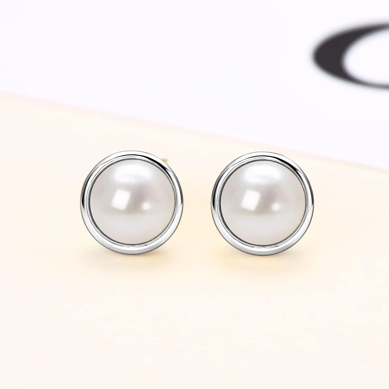 Pearl Earrings for Women 18K Gold Plated Handpicked AAAA Freshwater Cultured Pearls Stud Hypoallergenic Wedding Earrings Jewelry Gift for Her