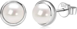 Pearl Earrings for Women 18K Gold Plated Handpicked AAAA Freshwater Cultured Pearls Stud Hypoallergenic Wedding Earrings Jewelry Gift for Her