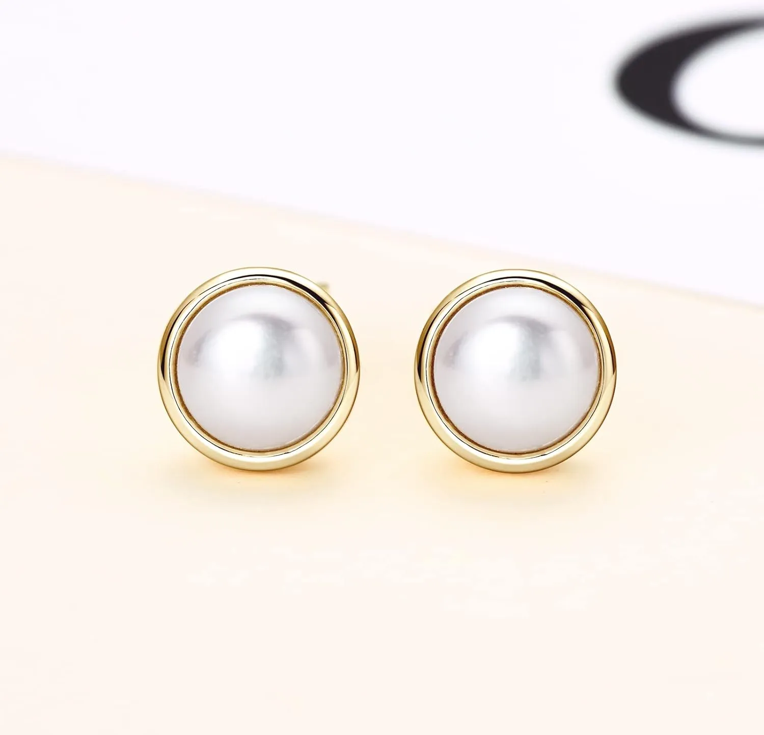 Pearl Earrings for Women 18K Gold Plated Handpicked AAAA Freshwater Cultured Pearls Stud Hypoallergenic Wedding Earrings Jewelry Gift for Her