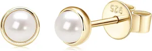 Pearl Earrings for Women 18K Gold Plated Handpicked AAAA Freshwater Cultured Pearls Stud Hypoallergenic Wedding Earrings Jewelry Gift for Her