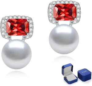 Pearl Earrings for Women, 5A Freshwater Cultured Pearls 9.5-10MM, 925 Sterling Silver Stud Earrings, Statement Formal or Casual, Anniversary Christmas Mother's Day Jewelry Gifts