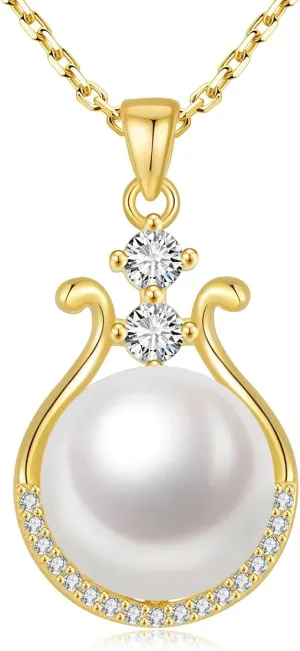 Pearl Necklace for Women, 11-11.5mm Single Freshwater Cultured Pearl Pendant, 18K Gold Plated 925 Sterling Silver Jewelry, Genuine Premium AAA Top Grade Real Pearl, Anniversary Christmas Birthday Gifts for Women Mom Wife