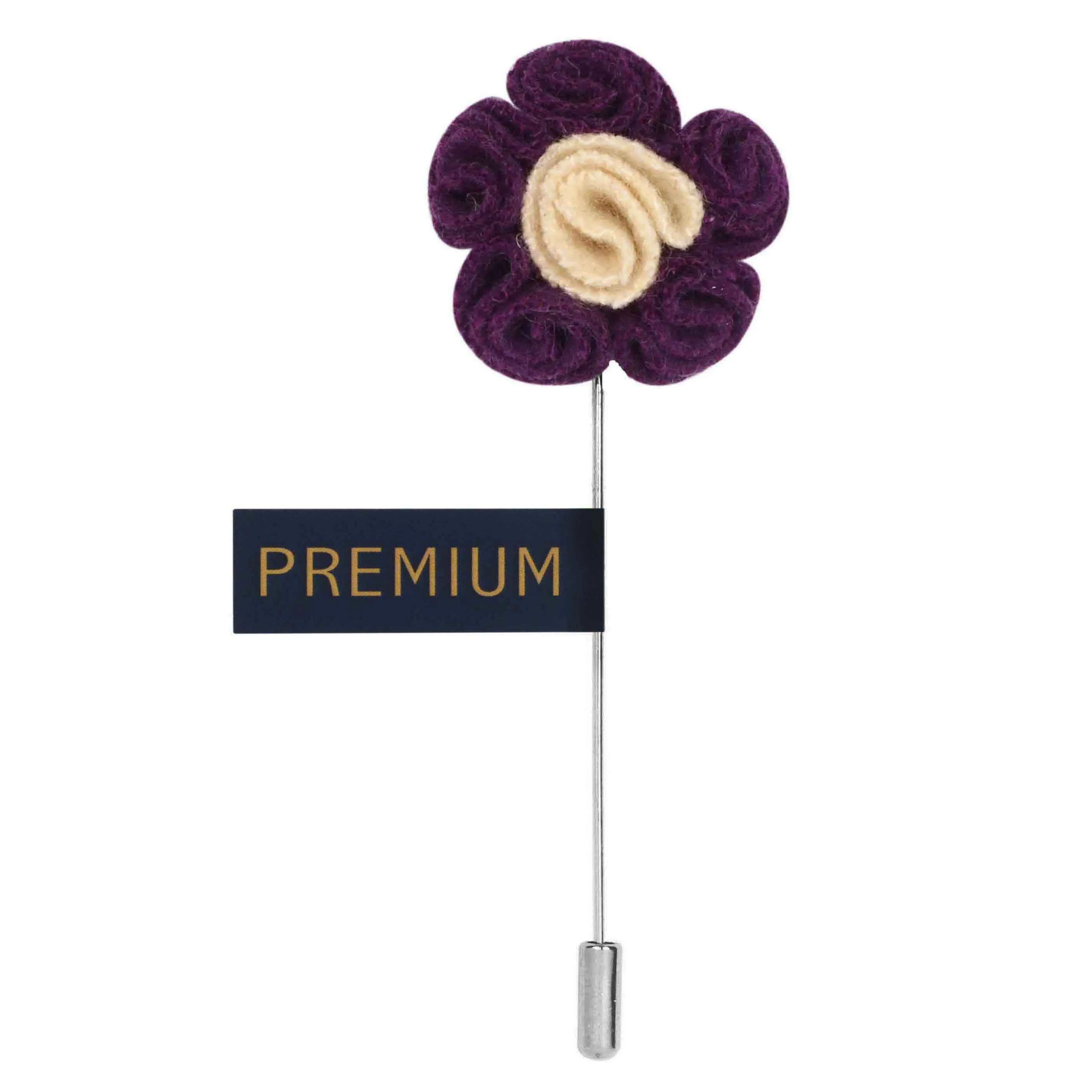 Peluche Florwer in Flower Purple, Beige Brooch Lapel Pin