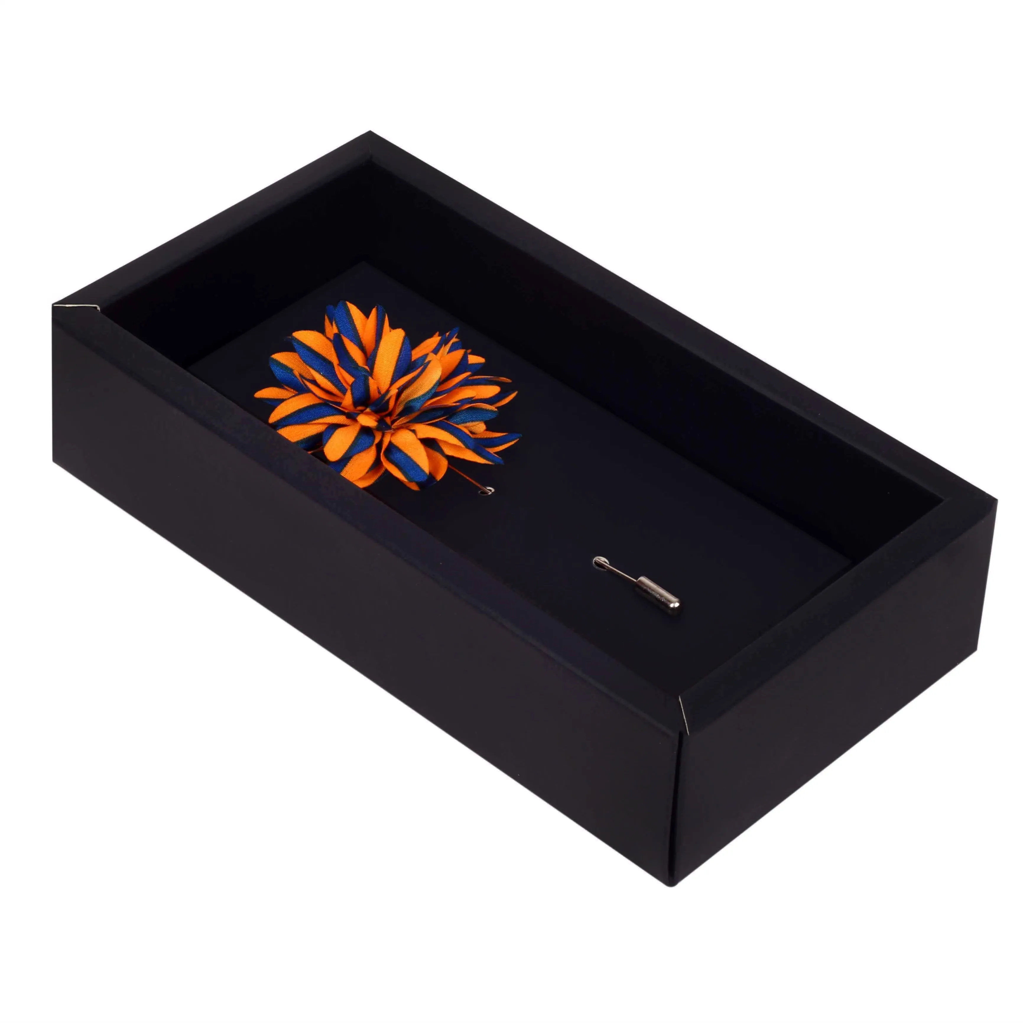 Peluche Striped Petals Orange, Blue Brooch Lapel Pin