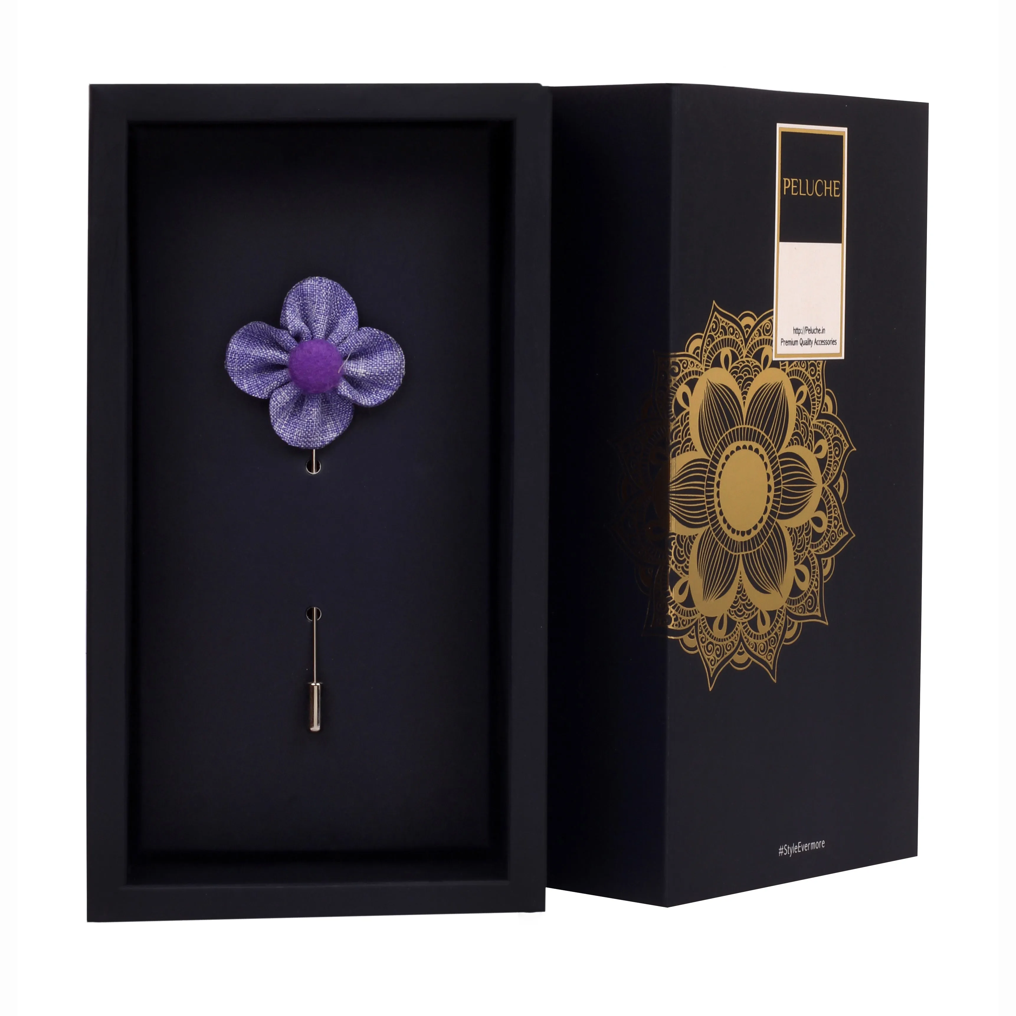 Peluche The Four Petal Checkerd Flower Lavander Brooch Lapel Pin