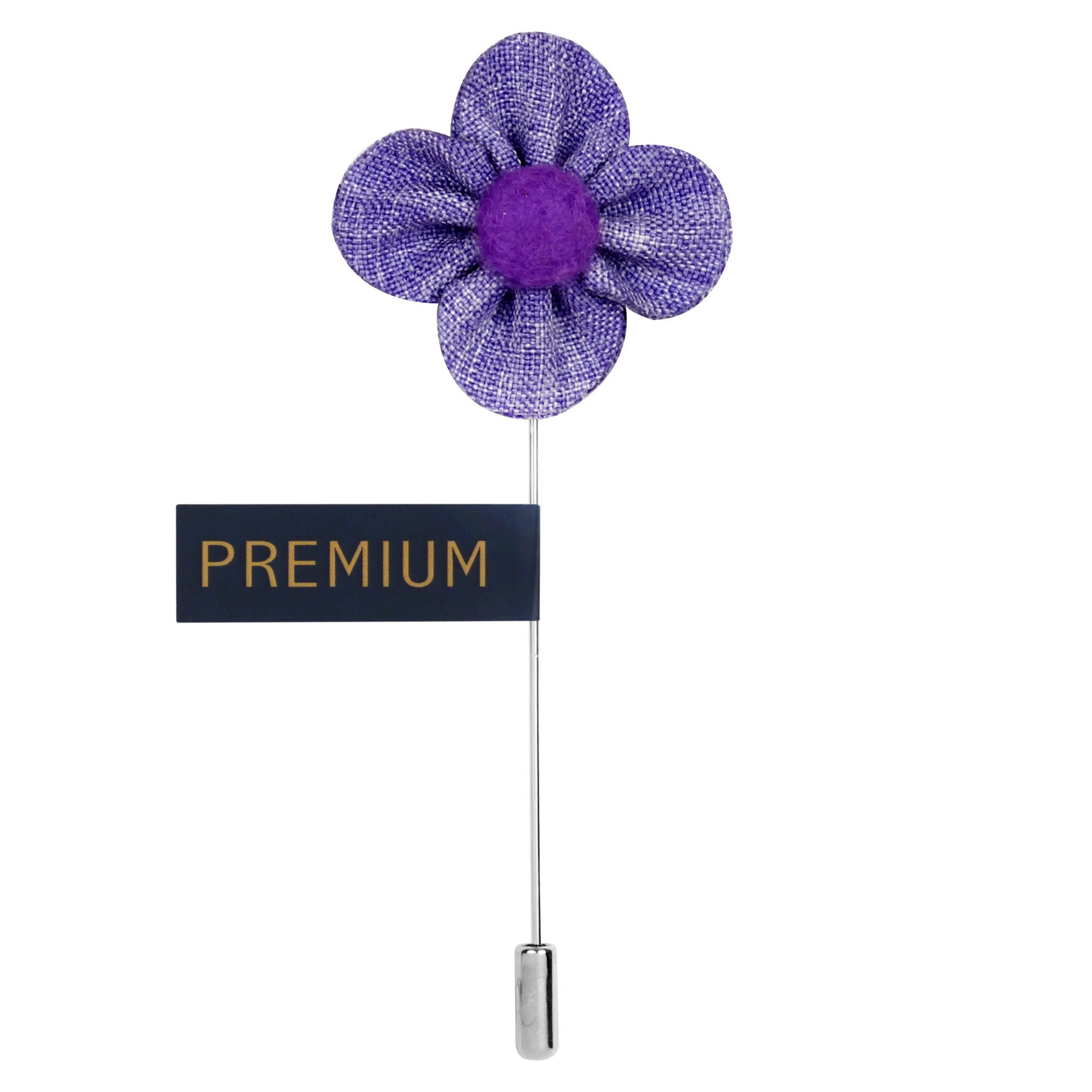Peluche The Four Petal Checkerd Flower Lavander Brooch Lapel Pin