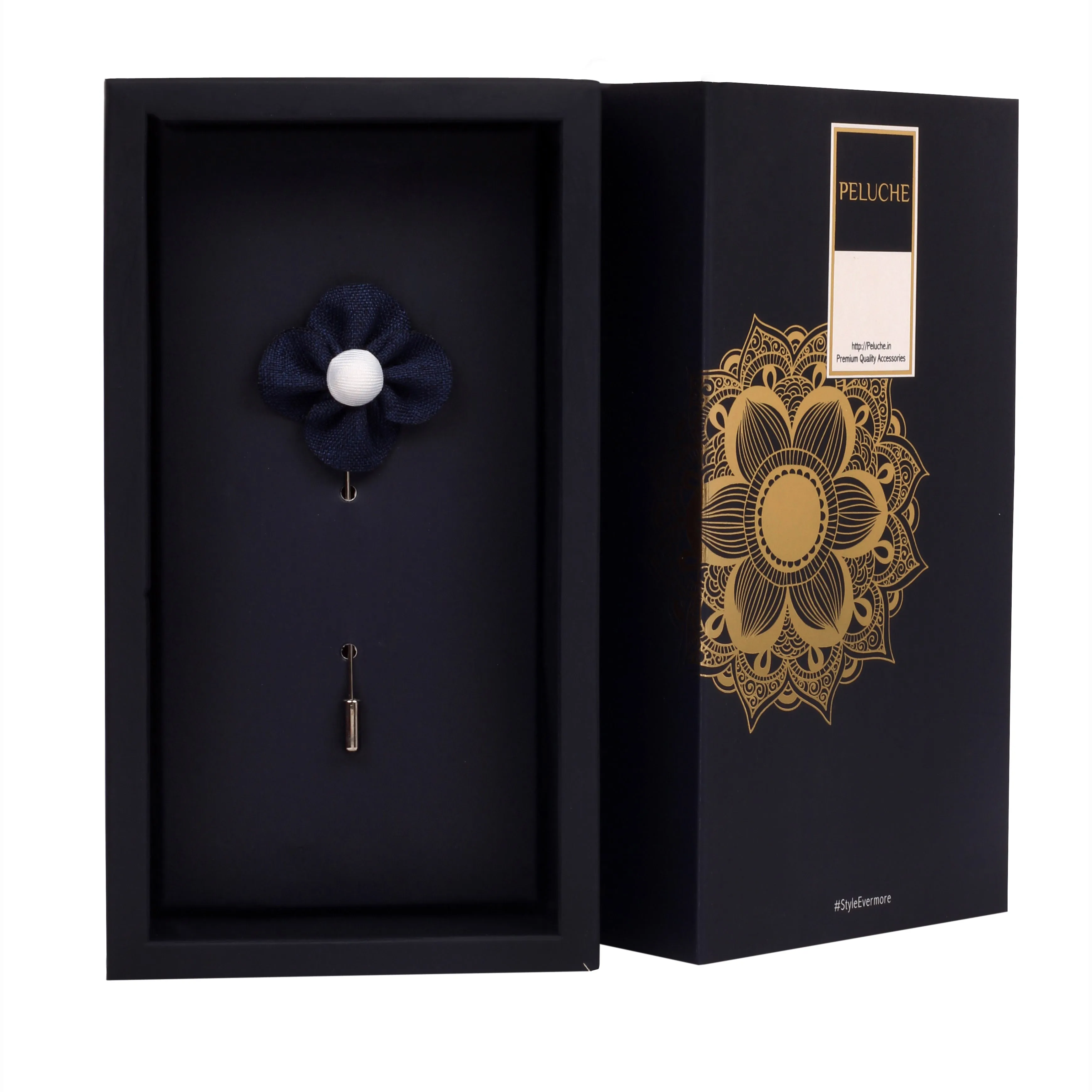 Peluche The Four Petal Flower Blue Brooch Lapel Pin