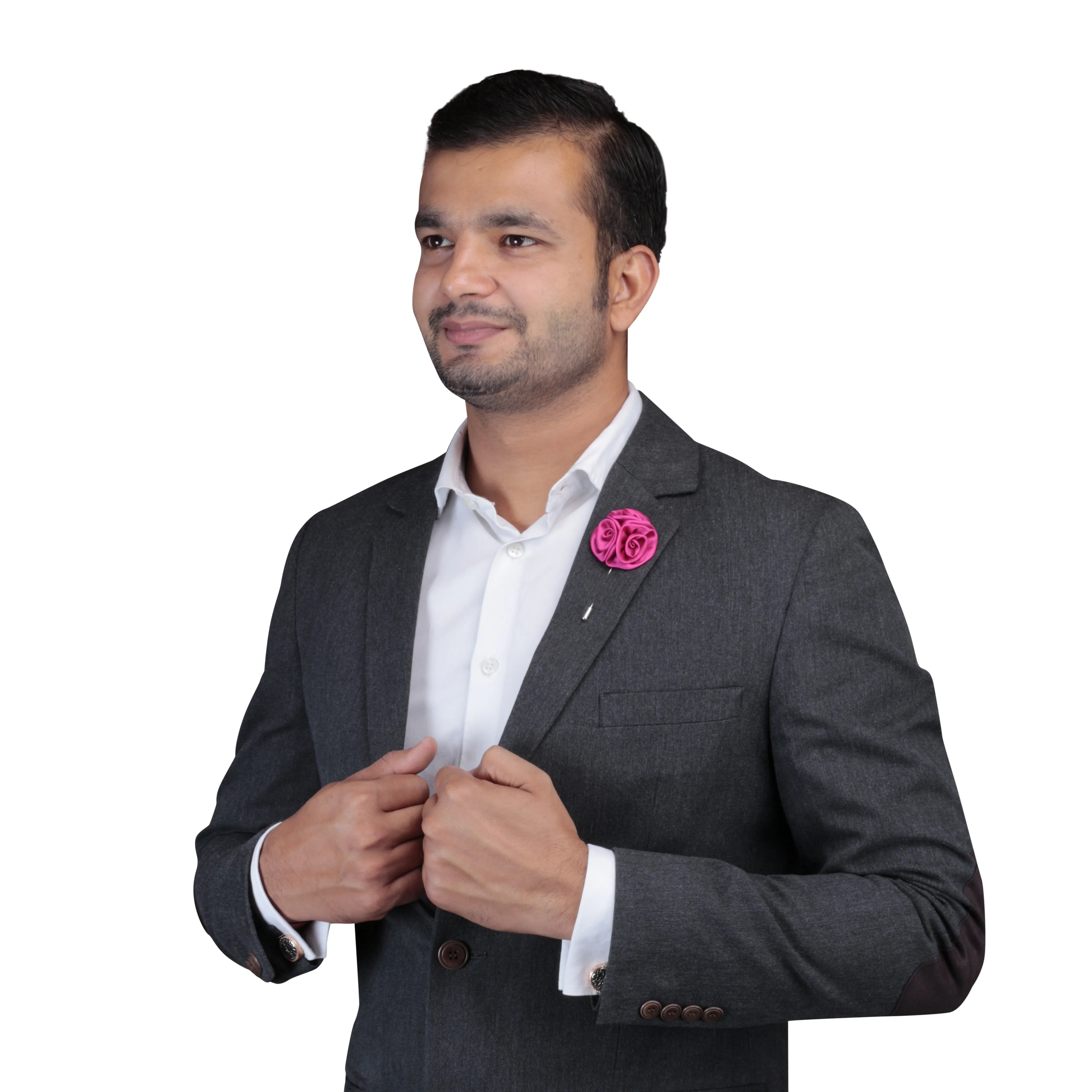 Peluche Tri Flower Magenta Colored Brooch / Lapel Pin for Men