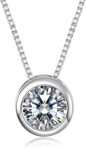 Pendant Necklace,925 Sterling Silver,Platinum Plated,Zirconium Inlaid,18 inches