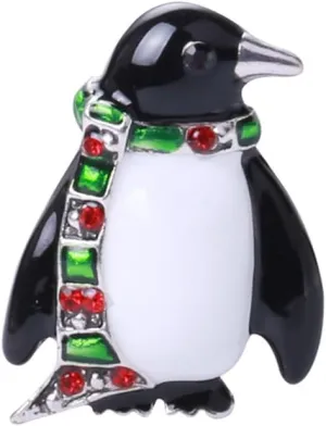 Penguin Rhinestones Christmas Brooch Pins for Women Teen Girls Green Enamel Red Crystal Cute Animal Ornament Wreath Brooches Lapel Pin Christmas Festival New Year Party Gift