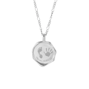 Personalized Baby Footprint Name Necklace For New Mom, Custom Newborn Necklace Personalized Mothers Day Gift Pendant Thumb Print Memorial Jewelry Push Presents For New Mom Gift For Wife Her