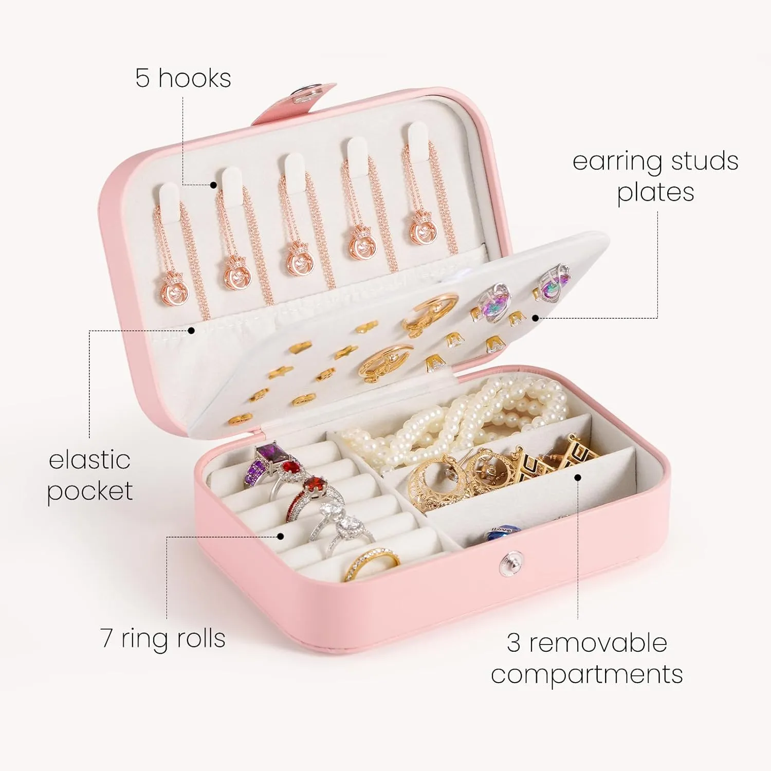 Personalized Jewelry Box for Women, Custom Travel Jewelry Case with Name and Birth Flower, Personalized Jewelry Organizer Bridesmaid Proposal Gifts for Women Girls