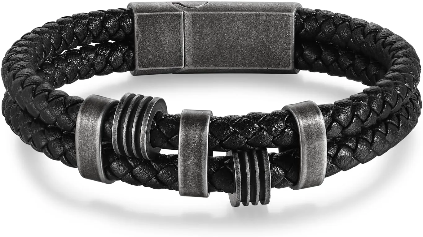 Personalized Mens Bracelets with 2-5 Names Custom Name Bracelet for Dad Grandpa Husband Fathers Day Anniversary Birthday Gifts for Him