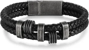 Personalized Mens Bracelets with 2-5 Names Custom Name Bracelet for Dad Grandpa Husband Fathers Day Anniversary Birthday Gifts for Him