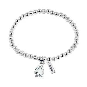 Personalized Penguin Beaded Adjustable Bracelet with Engraved Tag Charm, Penguin Gift, Penguin Jewelry, Custom Penguin Lover Accessories for Girls
