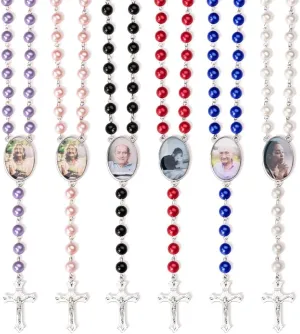 Personalized Photo Rosary Beads Necklace, Rosary with Picture, Christening Religious Necklace, Memorial Remembrance Bereavement, Loss Gift for Women
