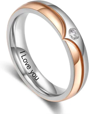 Personalized Promise Rings Set Engagement Bands Rings for Him and Her Custom Couples Rings Set for Her Mens Womens Name Rings Set for Mother Day Gift (Women style 2)