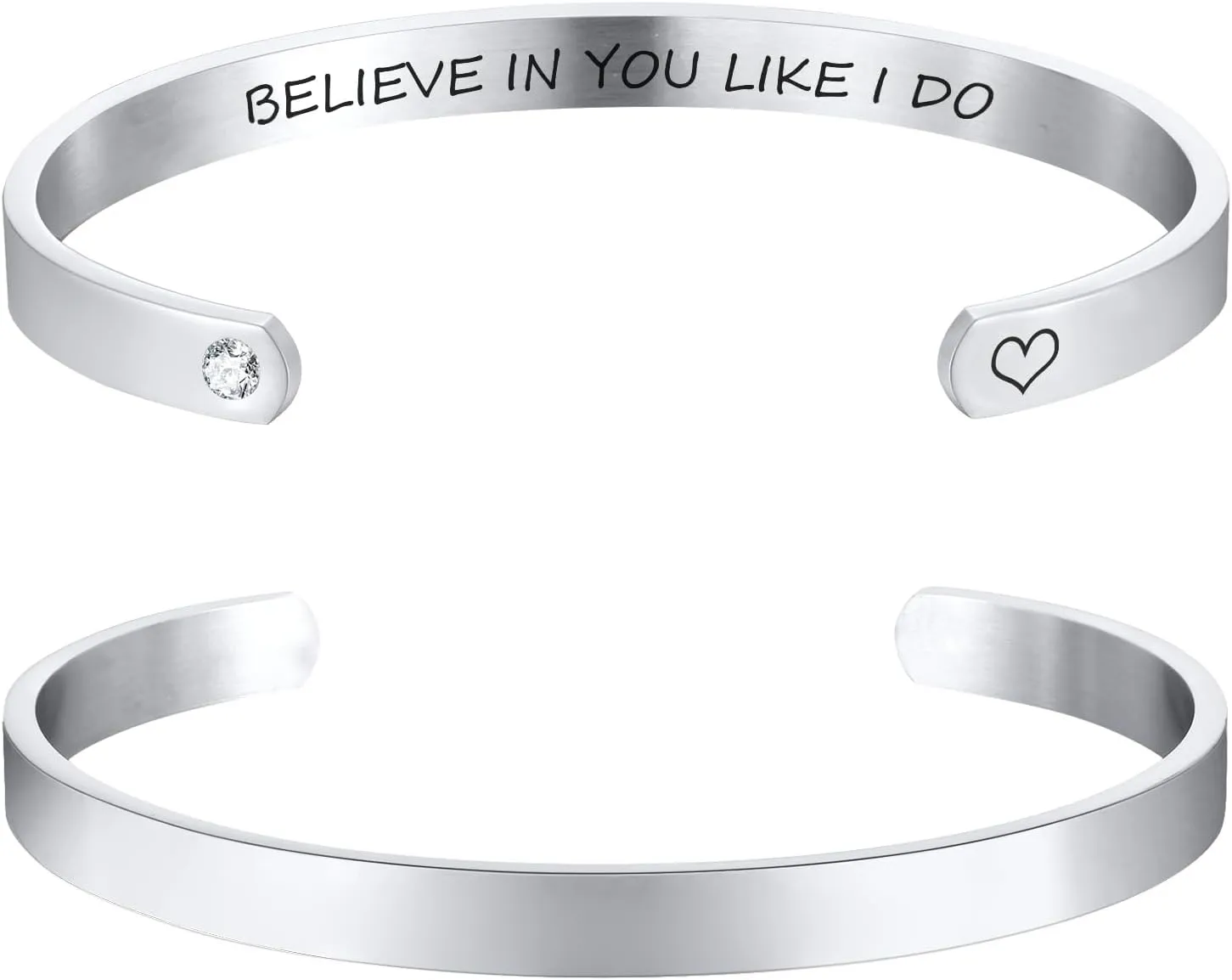 Personalized Silver Bracelets for Women - Free Engraving Inspirational Friendship Cuff,Trendy Stainless Steel Name ID Engraved Open Bangle Jewelry,Meaningful Gifts for Her Christmas Stocking Stuffers