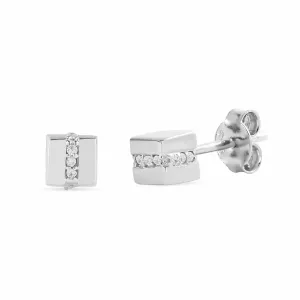 PHNX Minimalist Cubic Zirconia Stud Earrings | Hypoallergenic Sterling Silver, Lightweight Bohemian Chic Silver Studs for Women Jewelry, Christmas Gift For Women Earrings