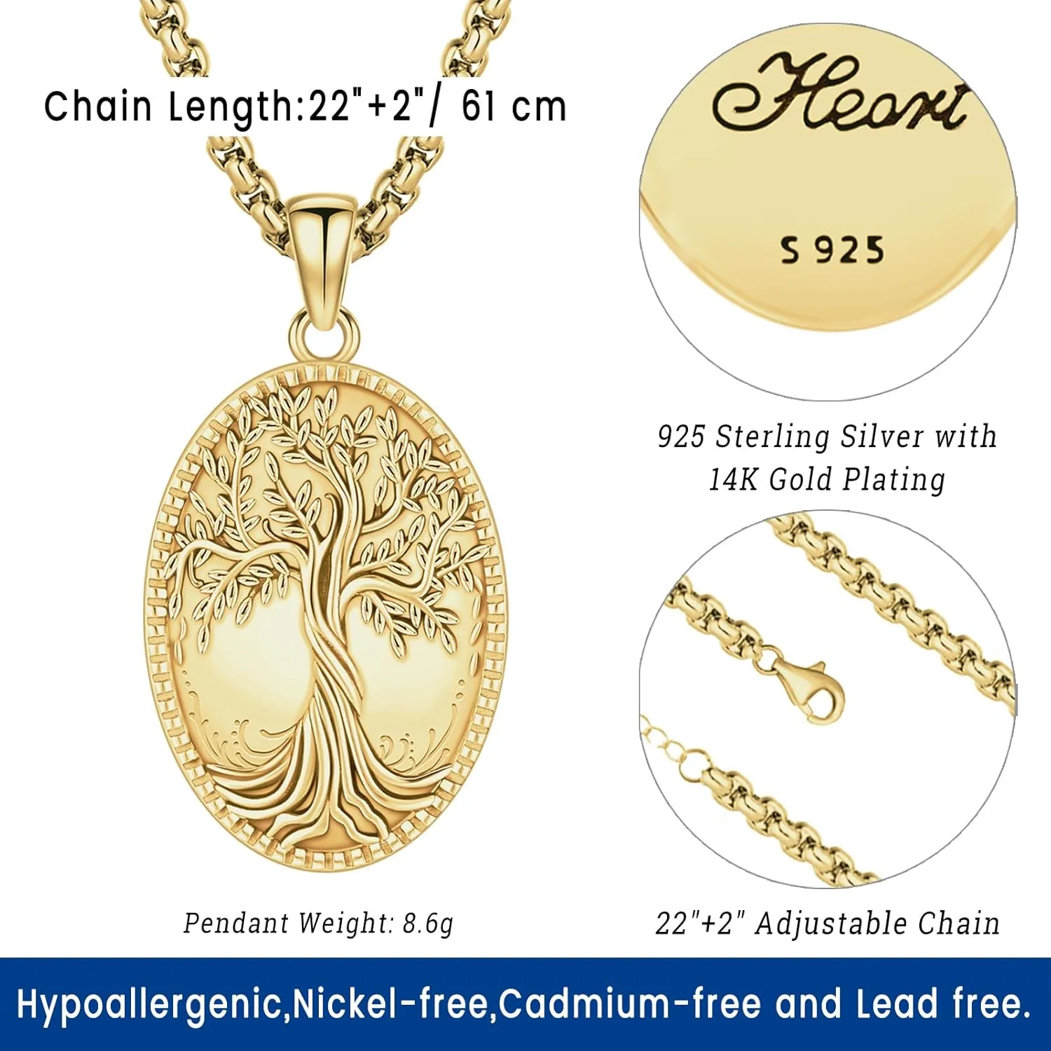 Picture Locket Necklace for Women Men Rose 14K Real Gold 925 Sterling Silver Jewelry Heart Locket Necklace that Holds Pictures Tree of Life Viking Wolf Celtic Knot St Christopher St Michael Pendant
