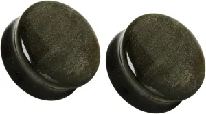 Pierced Owl - Natural Golden Obsidian Stone Saddle Plugs, Sold as a Pair