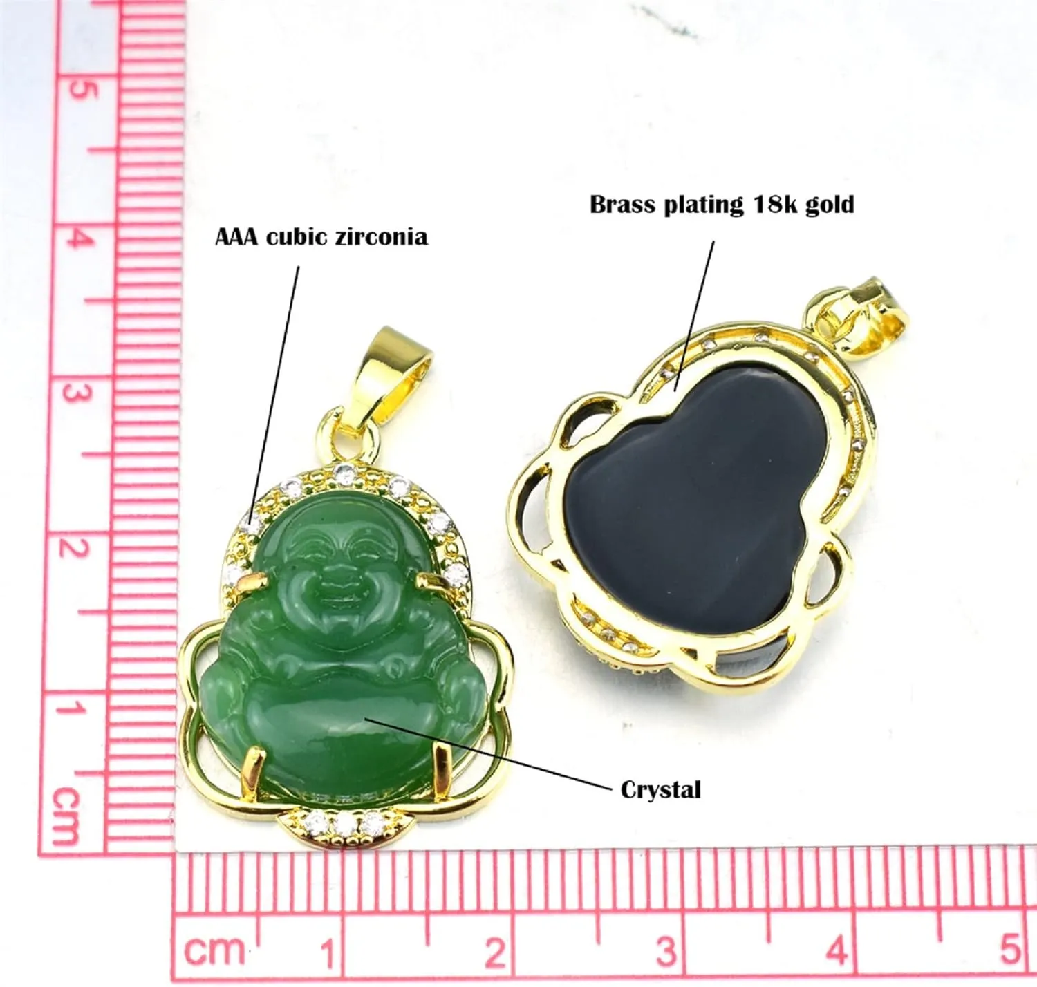 Pingyongchang 5PSC Laughing Buddha Pendant Necklace Buddha Pendant bracelet Necklace Set Sparkling cubic zirconia Buddha pendant necklace