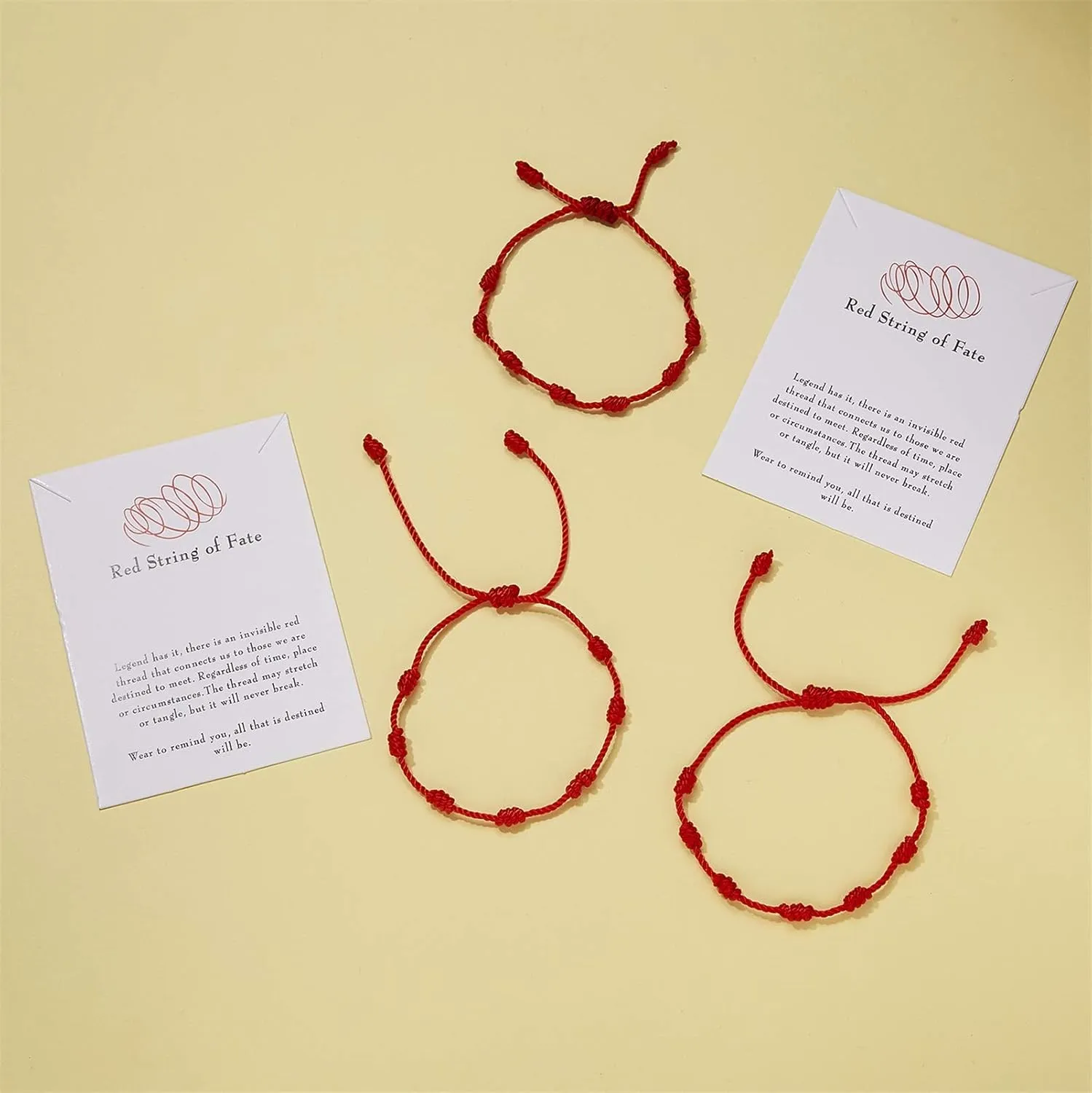 Pingyongchang Red String Bracelet - 7 Knots Kabbalah Protection Good Luck Cord Strand Bracelets for Women & Men