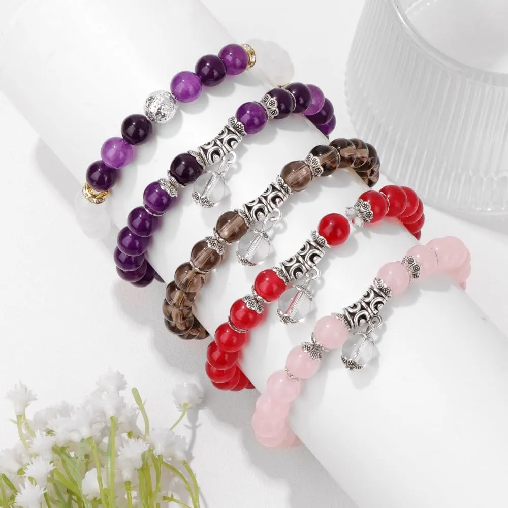 Pingyongchang Stress Relief Anxiety Yoga Bracelets for Women Men,Healing Crystal Natural Stone Mantra Stretch Bracelet Birthday Gifts for Teen Girls Her Daughter Girlfriend Wife Mom