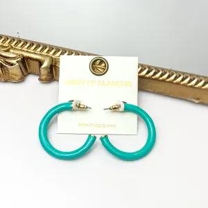 Plan For Cabo Small Hoop Earrings in Turquoise Green