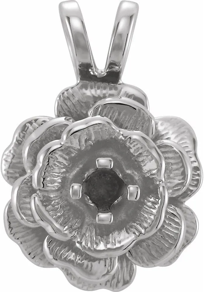 Platinum Round Shape Floral-Inspired Pendant Fine Jewelry for Women Gifts for Her (Mounting Only, Not All Stones Included)