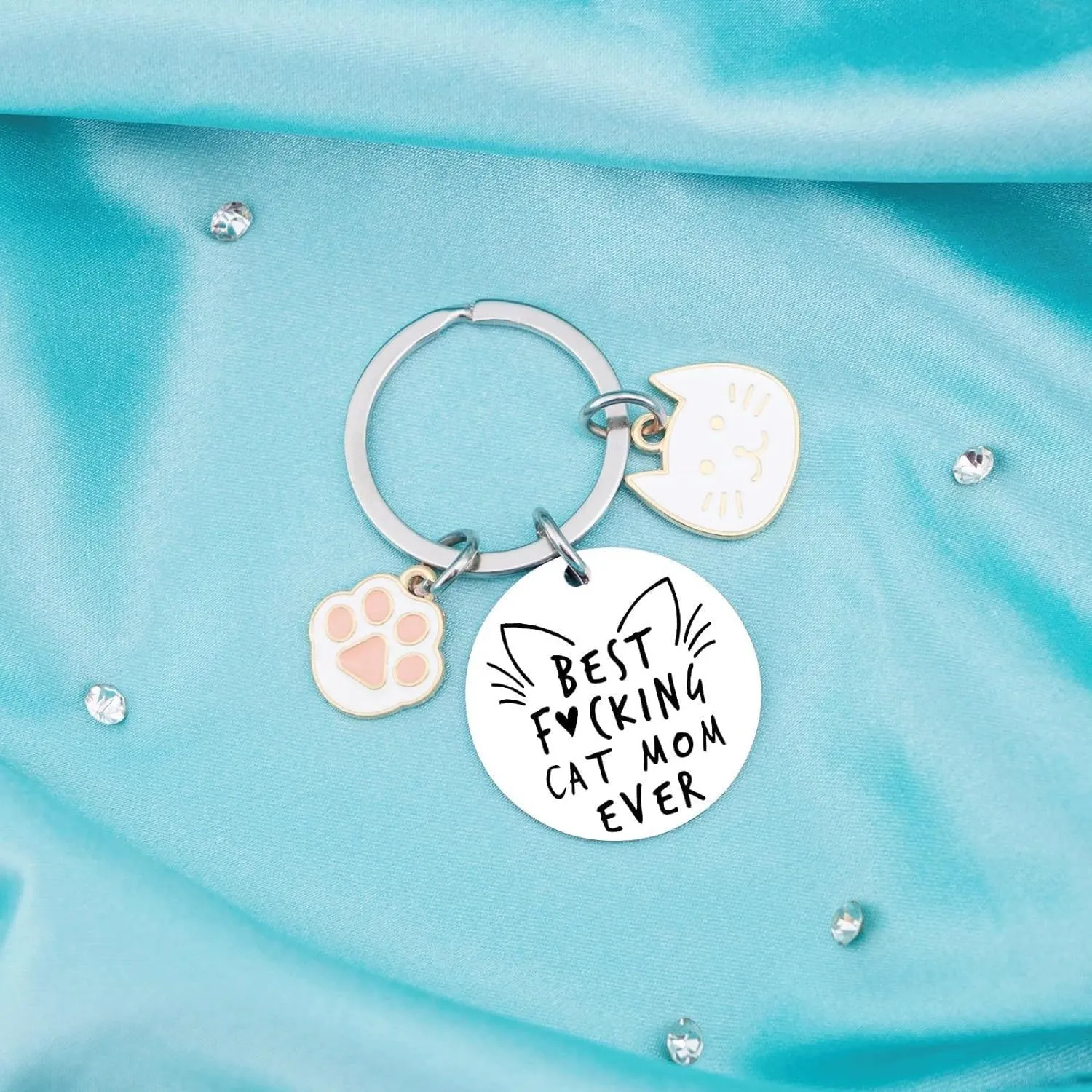 PLwelth Dog Mom Keychain Cat Mom Keychain Funny Mum Gift Keyring for Women Birthday Mothers Day Valentine's Day Gifts