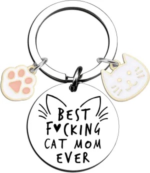 PLwelth Dog Mom Keychain Cat Mom Keychain Funny Mum Gift Keyring for Women Birthday Mothers Day Valentine's Day Gifts