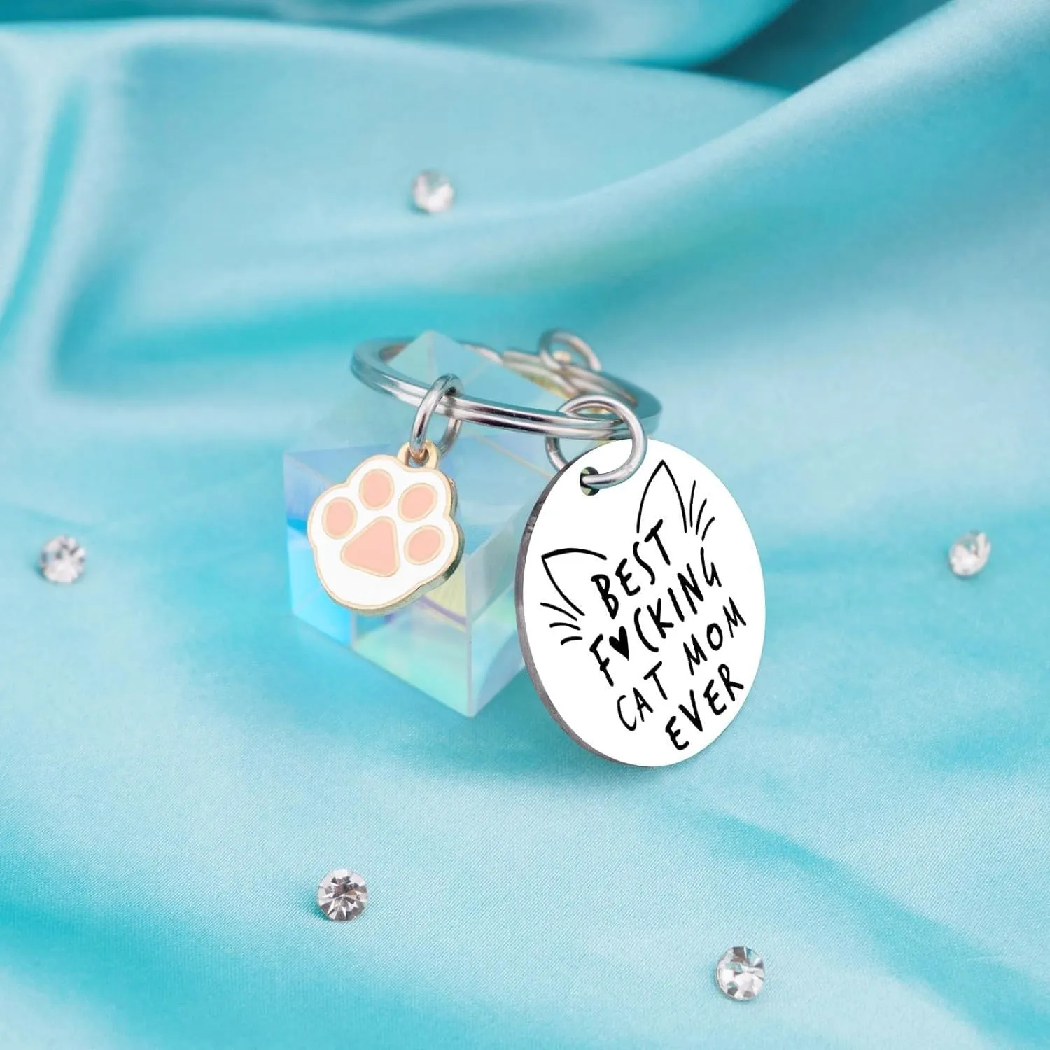 PLwelth Dog Mom Keychain Cat Mom Keychain Funny Mum Gift Keyring for Women Birthday Mothers Day Valentine's Day Gifts
