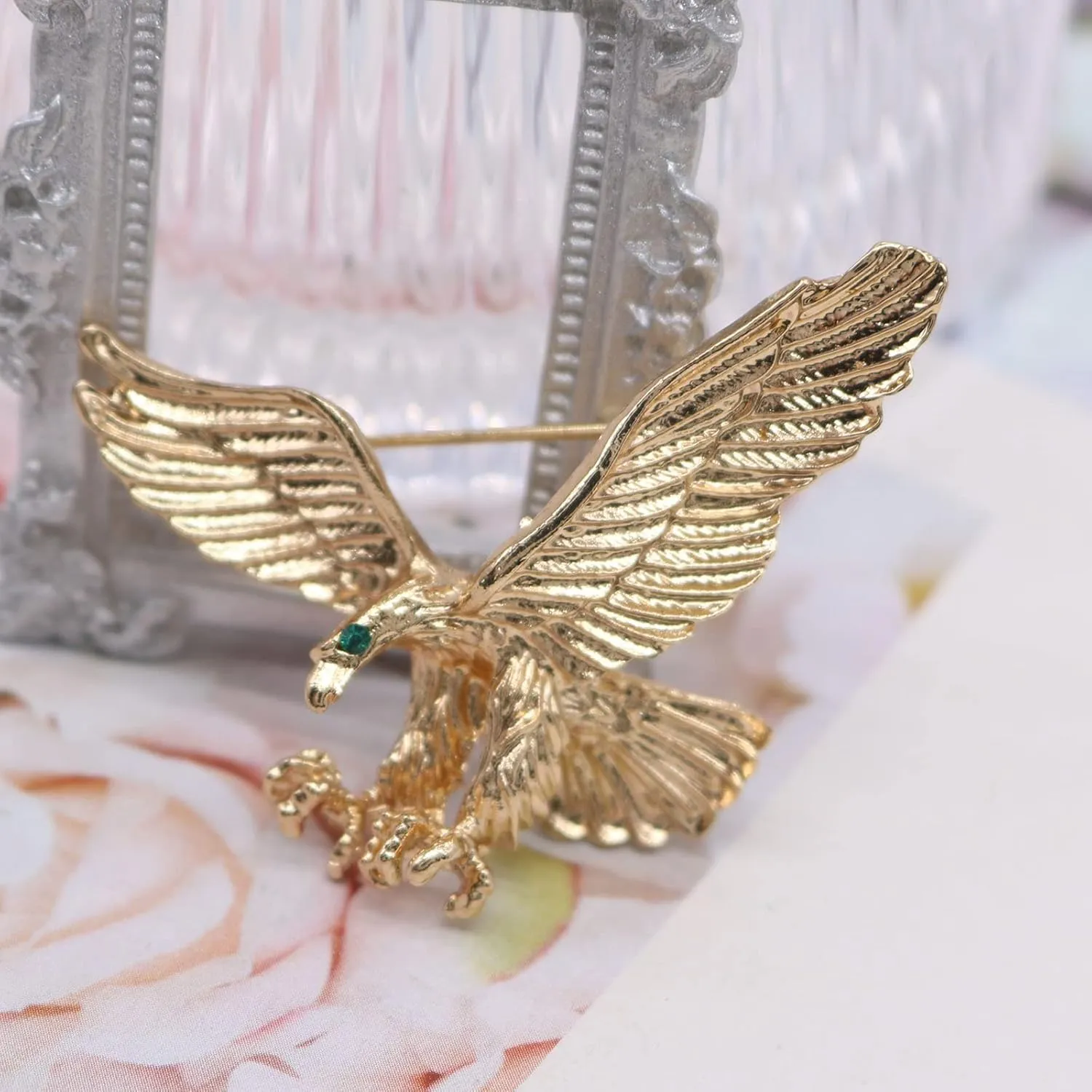 Pretty Animal Brooches Rose Gold and Platinum Plated Full Shining Crystal Brooch Pink Cat's Eye Brooch Pins