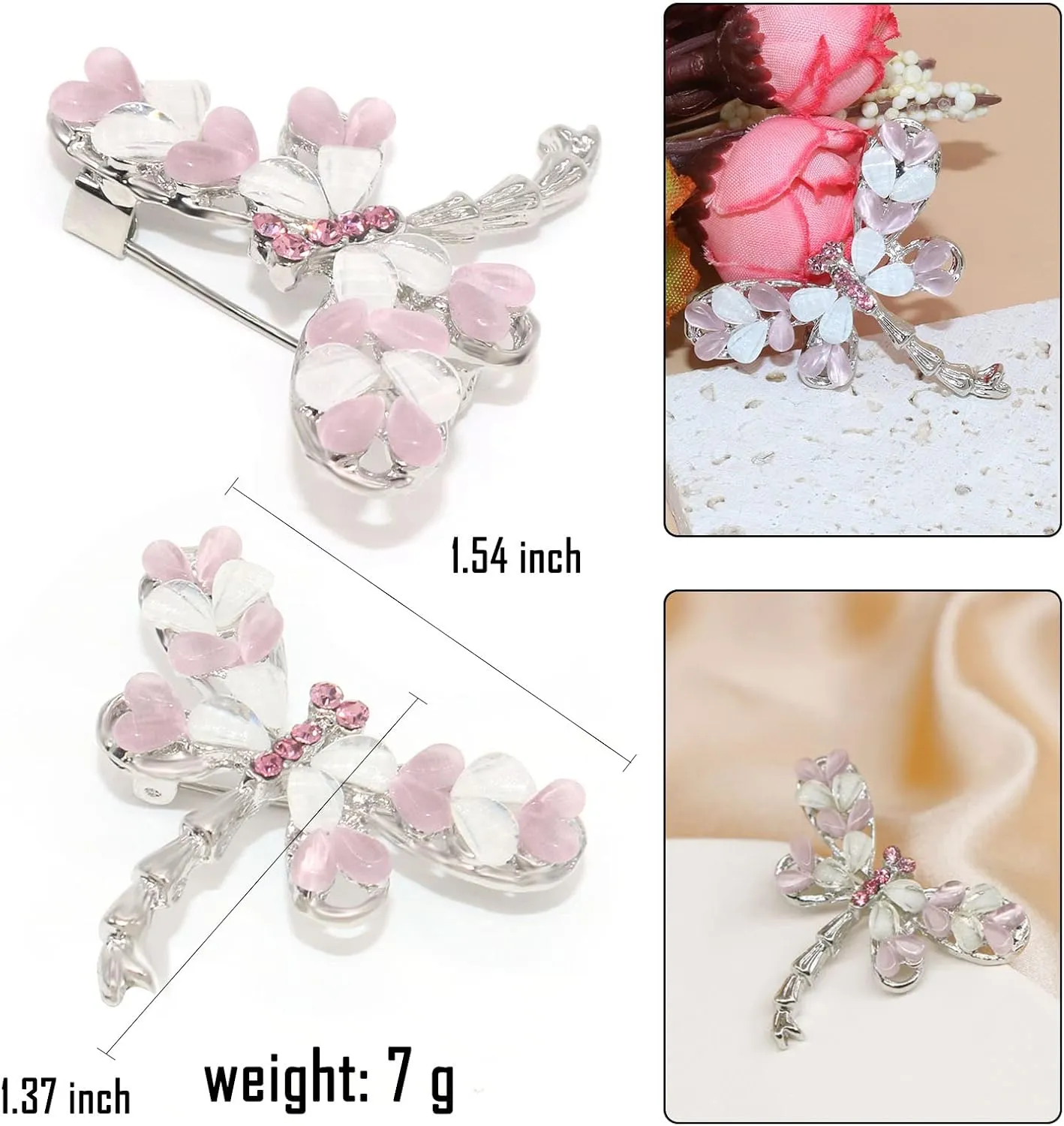 Pretty Animal Brooches Rose Gold and Platinum Plated Full Shining Crystal Brooch Pink Cat's Eye Brooch Pins