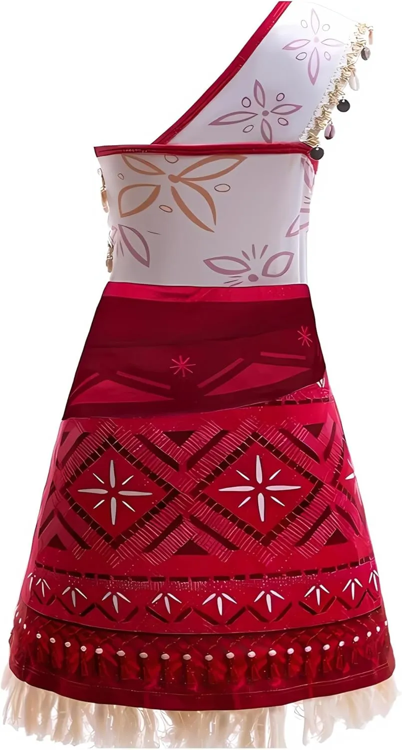 Princess Adventure Costume for Girls Kids Ocean Theme Birthday Halloween Dress up With Necklace Shell anklet 2-10Years