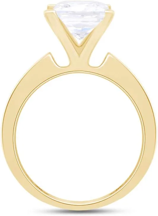Princess Cut Sparkling White Cubic Zirconia Solitaire Engagement Ring In 14k Gold Plated 925 Sterling Silver Jewelry Gift For Women Wedding