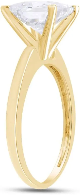 Princess Cut Sparkling White Cubic Zirconia Solitaire Engagement Ring In 14k Gold Plated 925 Sterling Silver Jewelry Gift For Women Wedding