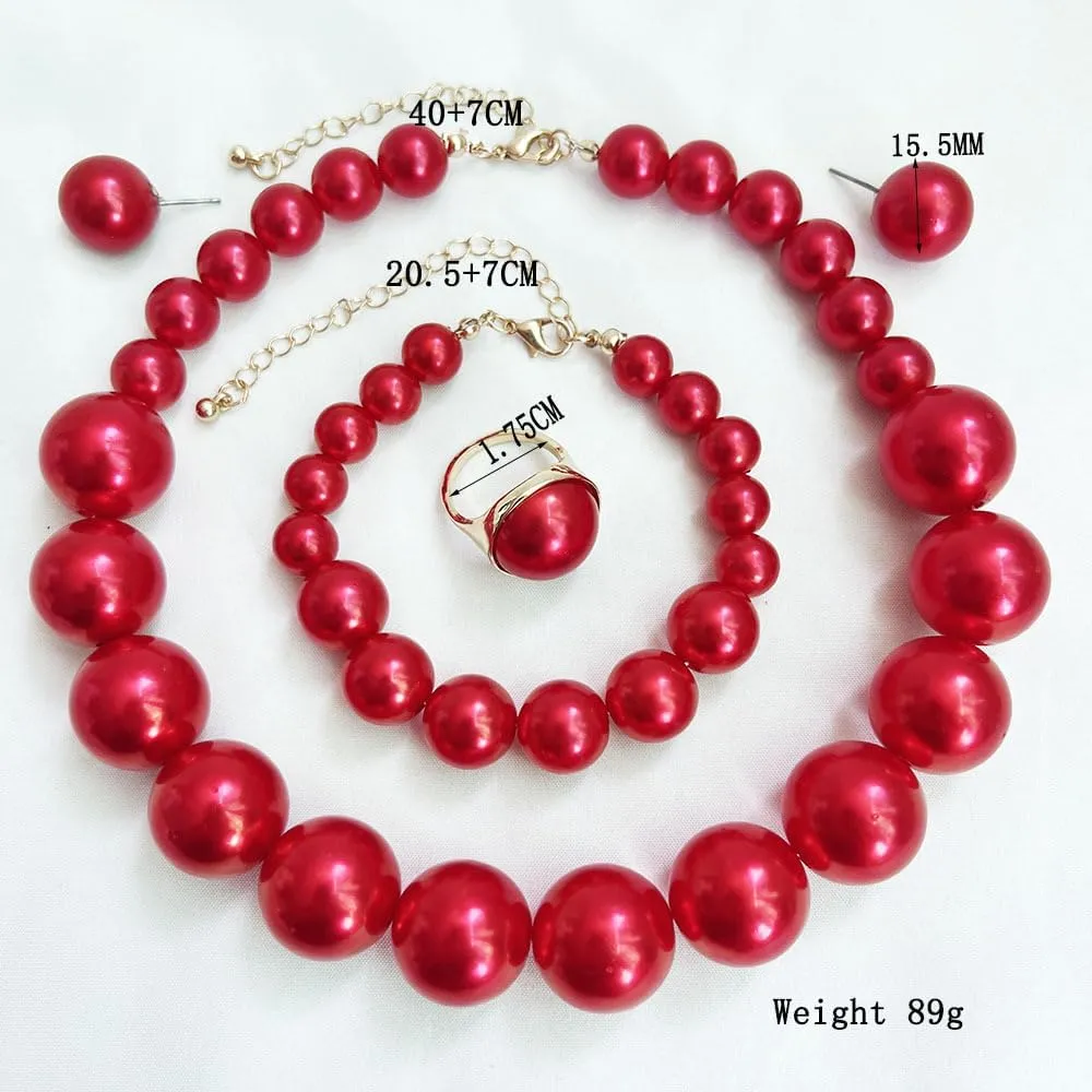 Prom Jewelry Set for Women Pearl Jewelry Sets Pearls Necklace Earrings Bracelet Ring Sets Faux Pearls Bridesmaid Bridal Wedding Prom Outfits Jewelry Sets